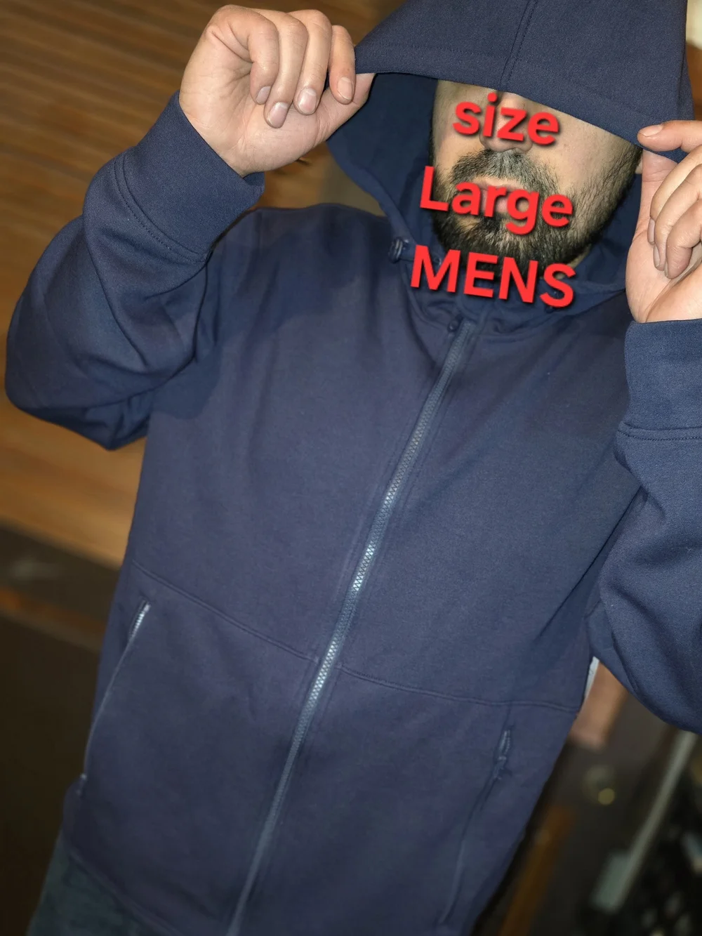 🆕️Navy Zip-Up Hoodie with Hood - Picture 2 of 3